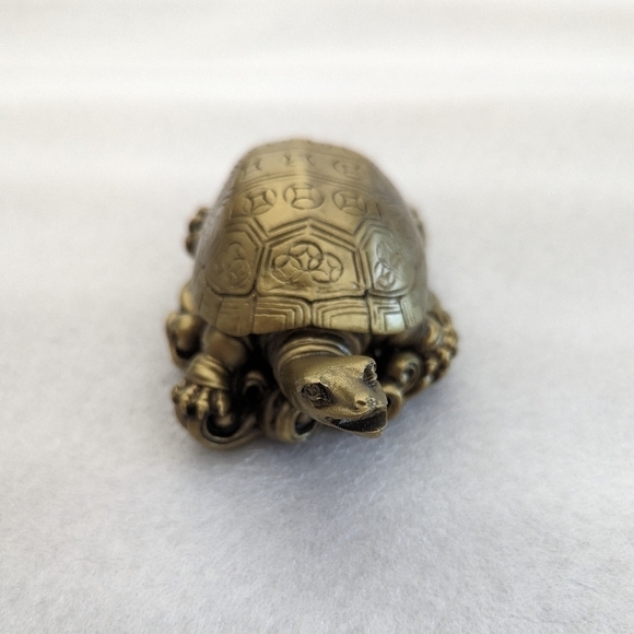 3" Gold Feng Shui Lucky Turtle Statue Figurine Paperweight Gift Home Decor - Picture 2 of 10